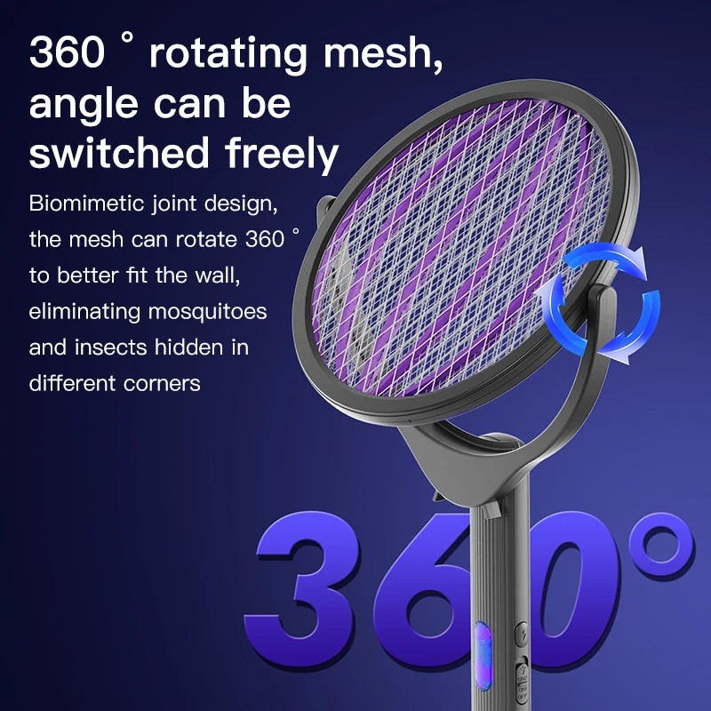 3 in 1 Electric Mosquito Killer Lamp Racket Foldable Mosquito Killer 2400V USB-C Rechargeable Electric Fly Swatter UV Light