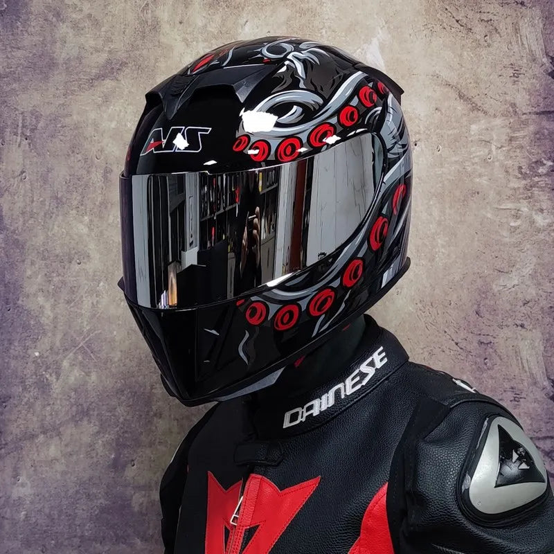 AIS Motorcycle Helmet cool Modular Moto Helmet With Inner Sun Visor Safety Double Lens Racing Full Face the Helmet Moto Helmet