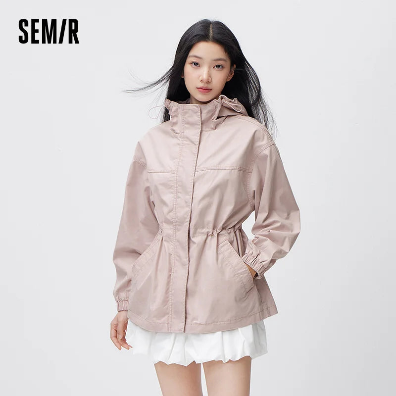 Semir Retro Jacket Women 2026 Spring Denim Casual Loose Waist Cinched Fashion Stylish Vintage Outerwear Top