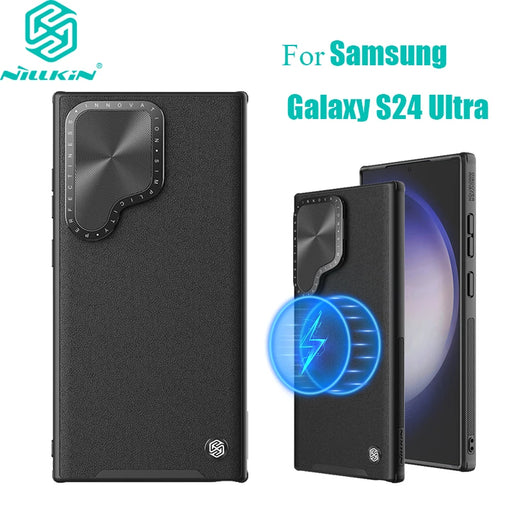 NILLKIN Magsafe Camshield Prop Leather Case For Samsung S24 Ultra With Stand Anti-Drop All-Inclusive For Samsung S24Ultra Case