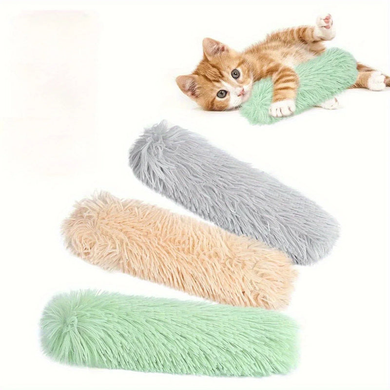 Soft & Durable Cat Grass Toys for Indoor Cats - Interactive Kick Toys with Striped Design,Plush Fur Teeth Cleaning & Oral Health