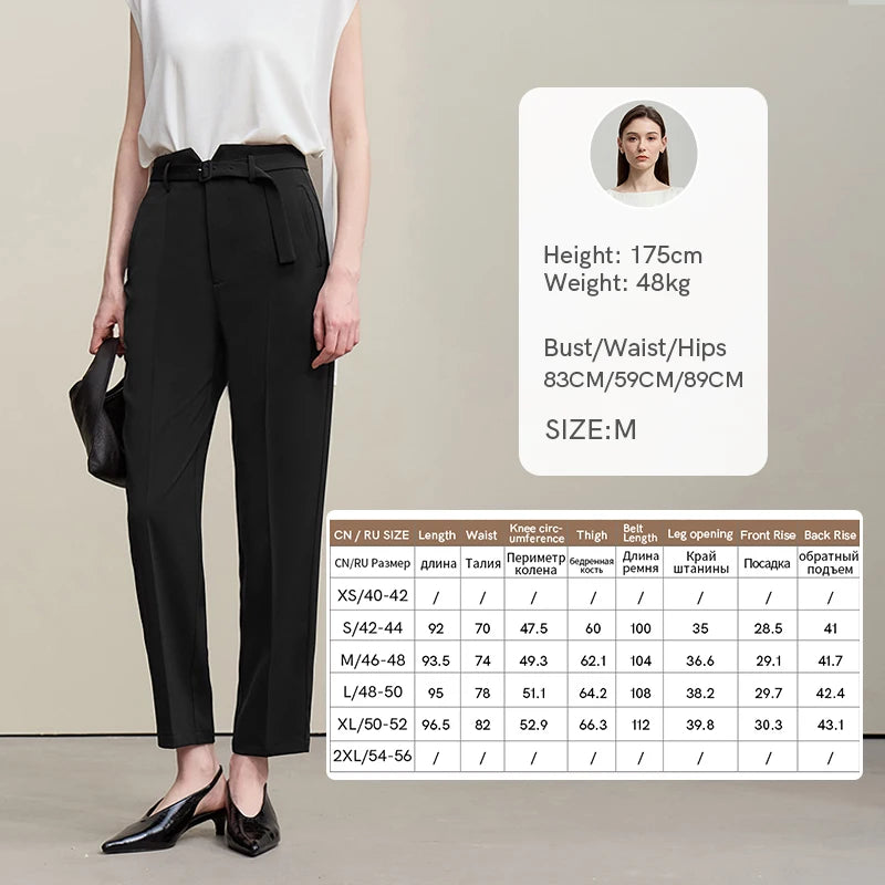 Amii Women's Tapered Pants 2026 Summer New Office Straight Fit Casual Trousers With Belted Versatile Women's Clothing 12622056