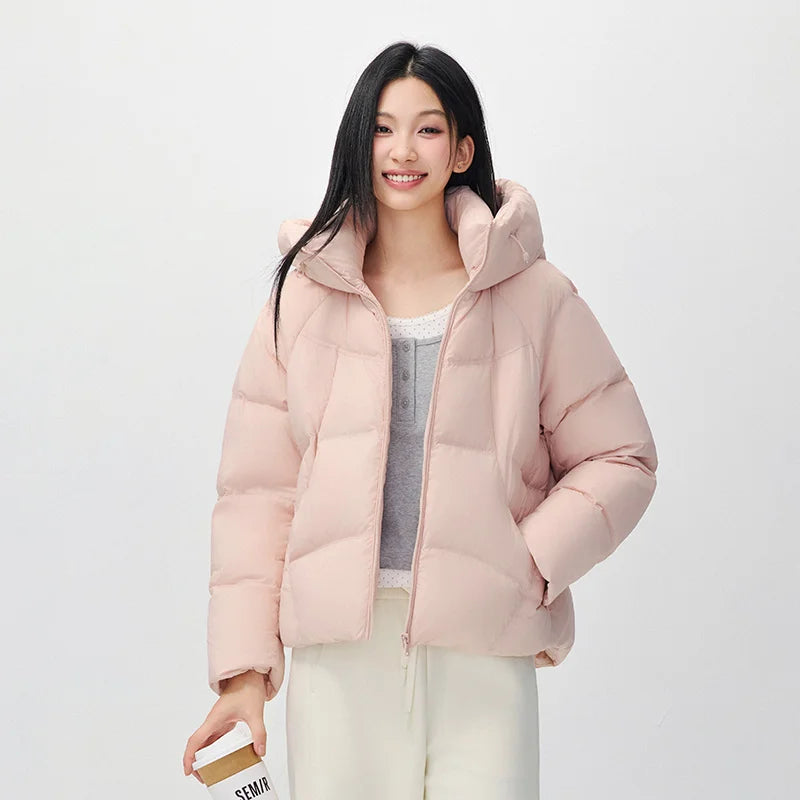 អាវក្រៅ Semir សម្រាប់នារី ៩០ ភាគរយ ដៃអាវ Raglan មានក្រណាត់ក្រាស់ សមល្មម រលុង ពាក់ប្រចាំថ្ងៃរដូវរងាថ្មី ឆ្នាំ២០២៦ ស្ទីលធម្មតាសម្រាប់ទីក្រុង