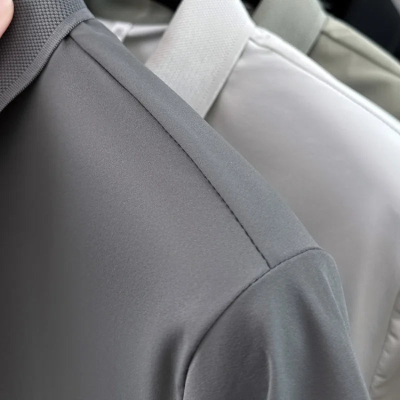 Men's Cooling Polo Shirt – High Stretch Polyamide Spandex, Quick-Dry Breathable, Short Sleeve for Summer Sports & Casual Wear