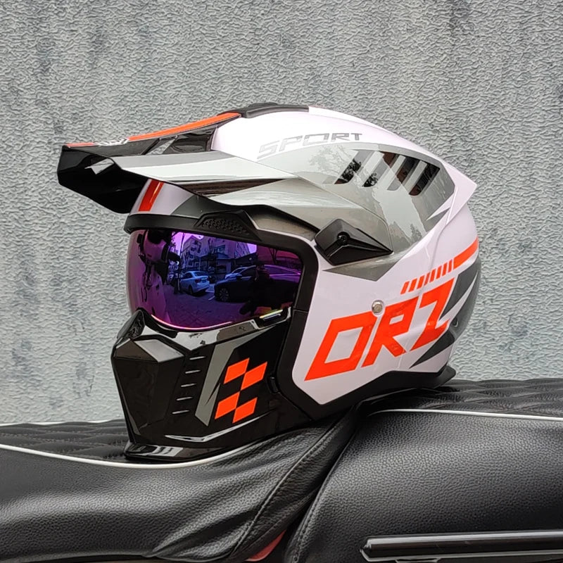 ORZ Street Fighter Motorcycle Helmet Detachable Combination Retro Helmet ECE DOT Certification Full face Cascos para moto