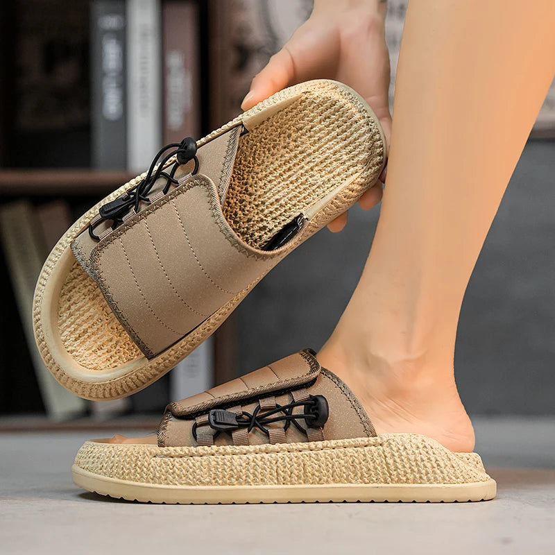 Men's slip on casual slippers summer breathable lightweight outdoor beach shoe soft sole non slip comfort youth fashion slippers