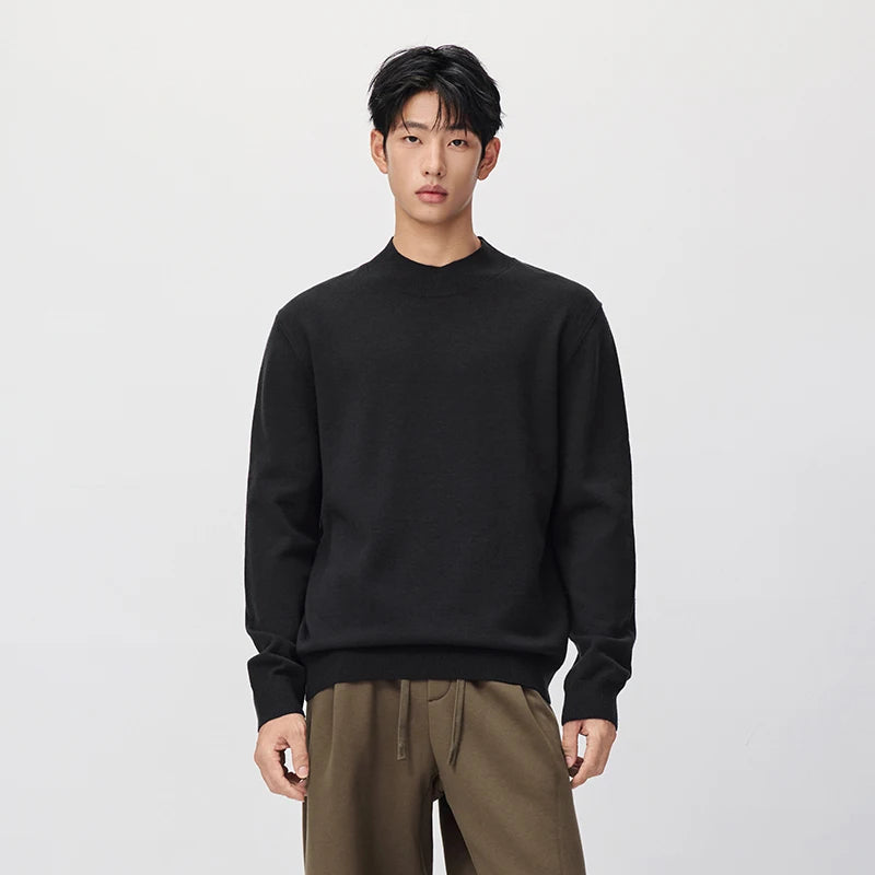 Semir Men Knit Sweater Mock Neck Thermal Warmth Antistatic Antibacterial 2026 New Winter Daily Wear Urban Casual Style