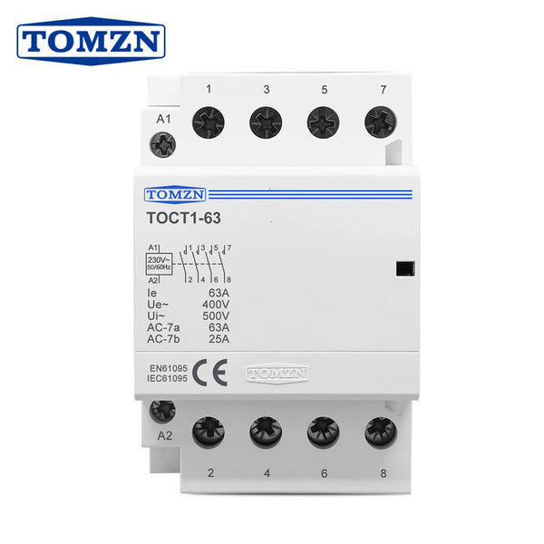 TOCT1 4P 63A 220V 400V~ 50/60Hz Din Rail Household AC Modular Contactor 4NO 2NO 2NC 4NC