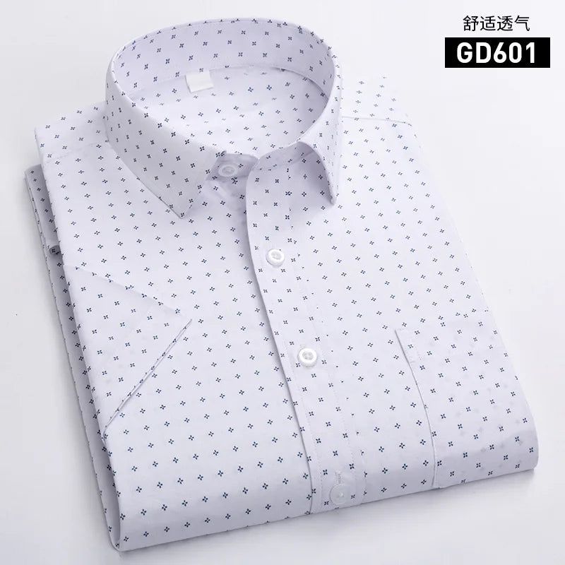 Men's Light Green Short-sleeve Printed Shirt; New Summer Style Purple Single-breasted Lapel Shirt; Asian Sizes,White, Blue, Red.