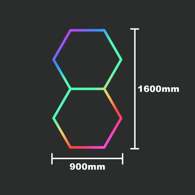 ភ្លើងពិដាន LED RGB Hexagon Garage Light Honeycomb 110-265V សម្រាប់លាងរថយន្តជួសជុលចង្កៀងតុបតែងភ្លើងពិដាន APP Control