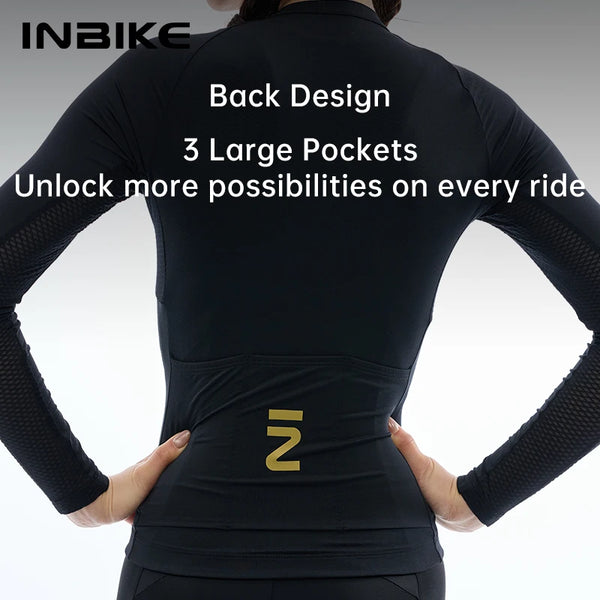 INBIKE Women's Cycling Jerseys Long Sleeve Bike Biking Shirts Moisture-wicking Full Zip with Pockets Road Bicycle MTB Clothing