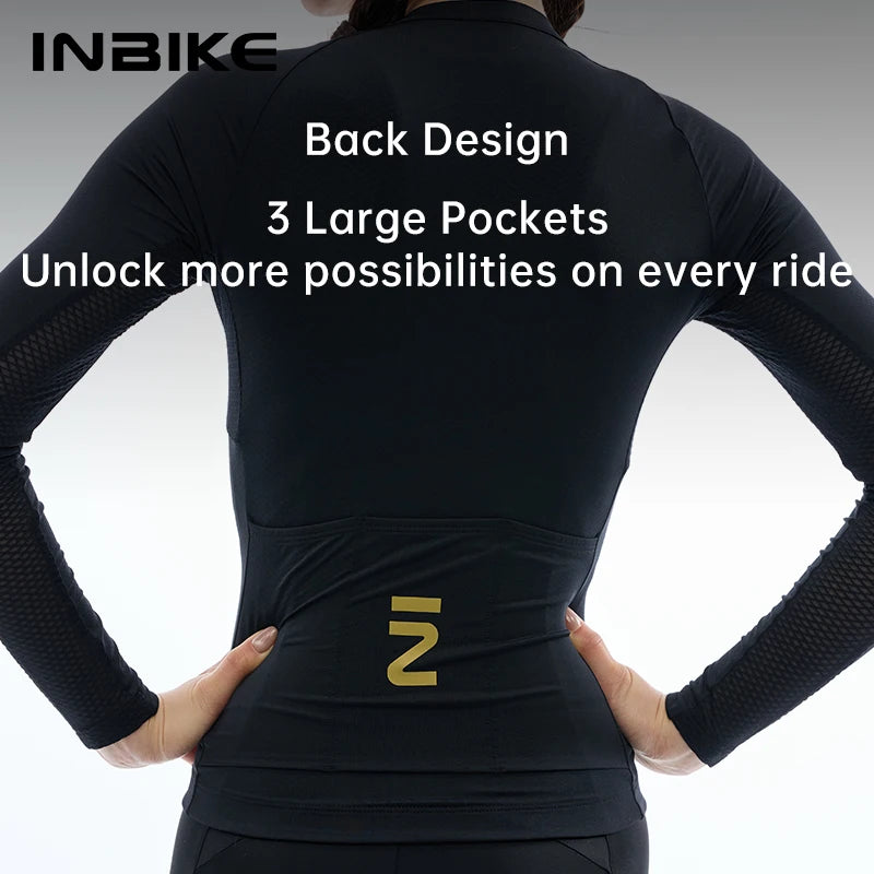 INBIKE Women's Cycling Jerseys Long Sleeve Bike Biking Shirts Moisture-wicking Full Zip with Pockets Road Bicycle MTB Clothing