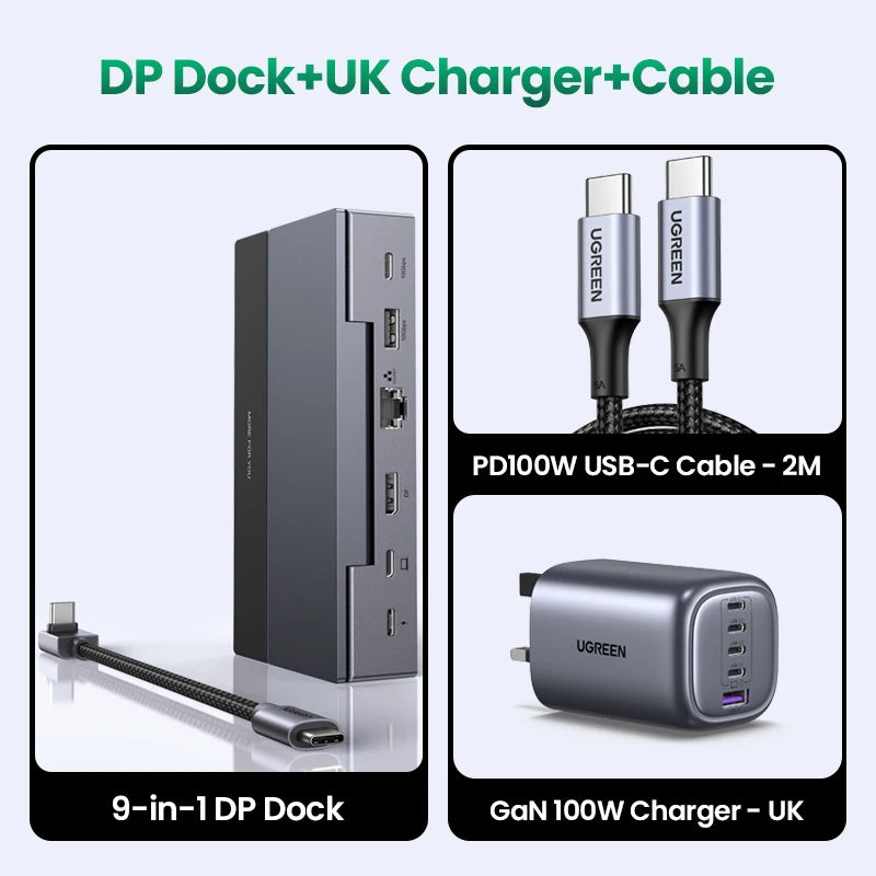 UGREEN Steam Deck Docking Station 10Gbps USB-C to 4K120Hz DisplayPort Gigabit RJ45 PD100W TF/SD for PC iPad Rog Ally/X Legion Go