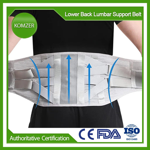 KOMZER Lower Back Pain Relief Belt, Waist Adjustable Back Brace Lumbar Support for Sciatica Scoliosis Herniated for Women & Men