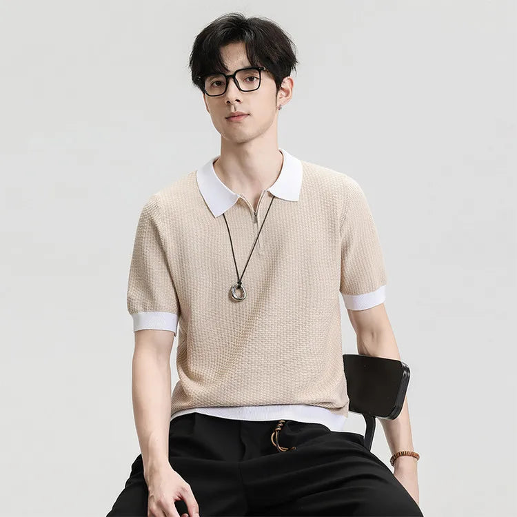 Premium Ice - Touch Men's Short - Sleeve Knitted Polo Shirt: Lightweight, Comfortable Summer New Arrival
