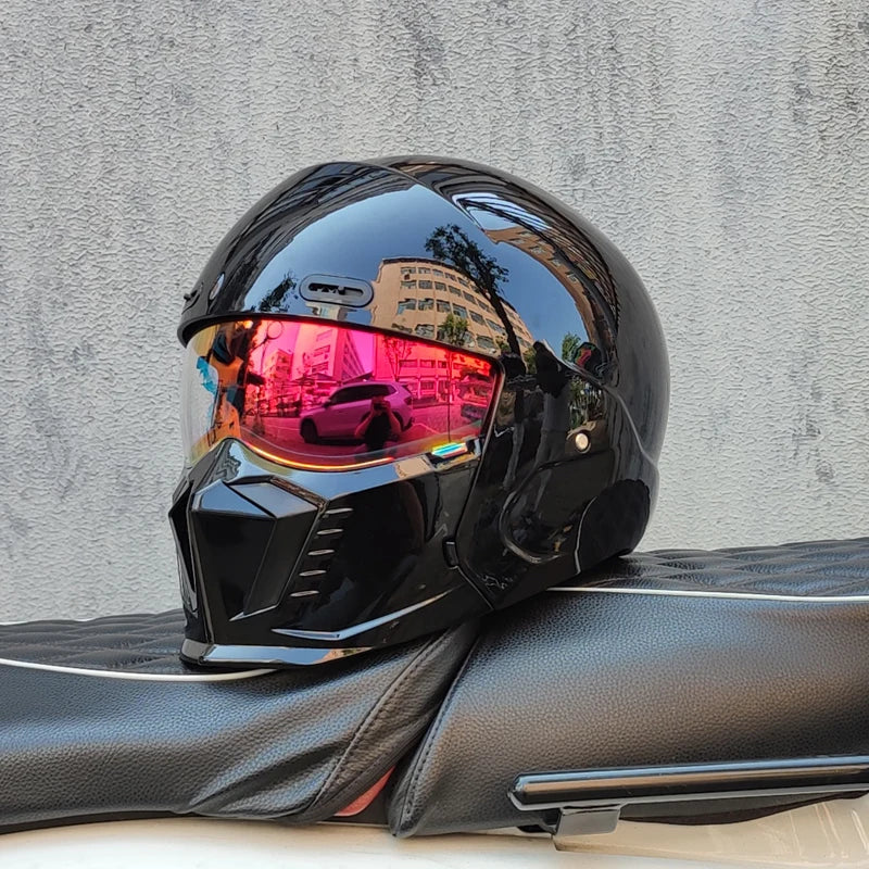 ORZ-GB7 Modular Combination Full Face Motorbike Helmet Black Samurai Scorpion Style Removable Structure Scooter Safety Helmet