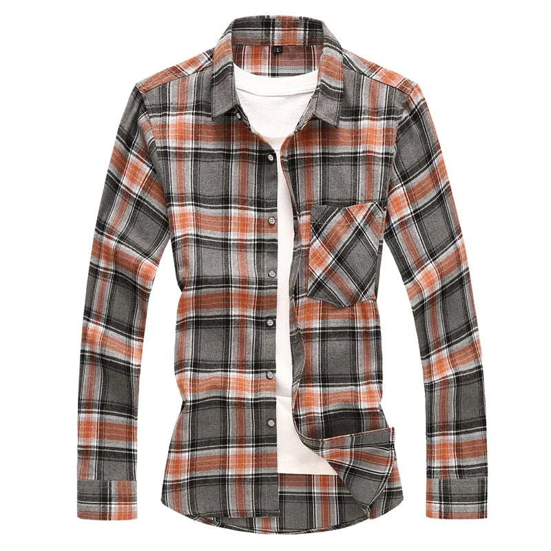 2026 New Men's Classic Striped Plaid Shirt, Short Sleeve/Long Sleeve Available, Shirts with Left Chest Pocket M-5XL 6XL 7XL