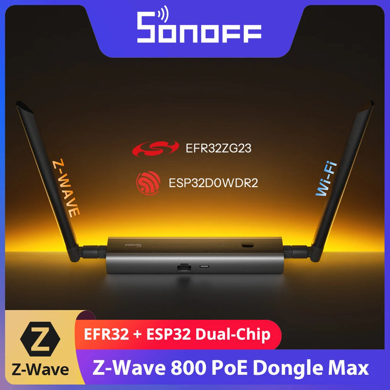 SONOFF Dongle-MZG23 Z-Wave 800 PoE Dongle Max EFR32ZG23 ESP32D0WDR2 Dual-Chip Supports Ethernet Wi-Fi USB With Z-Wave Long Range