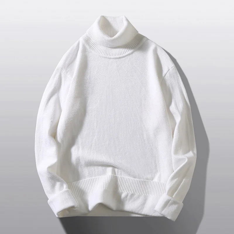 Bright Red Men's Pullover Sweaters, Winter Computer Knitted Turtleneck Sweater, White Black Male Pullovers Beige Gray Khaki