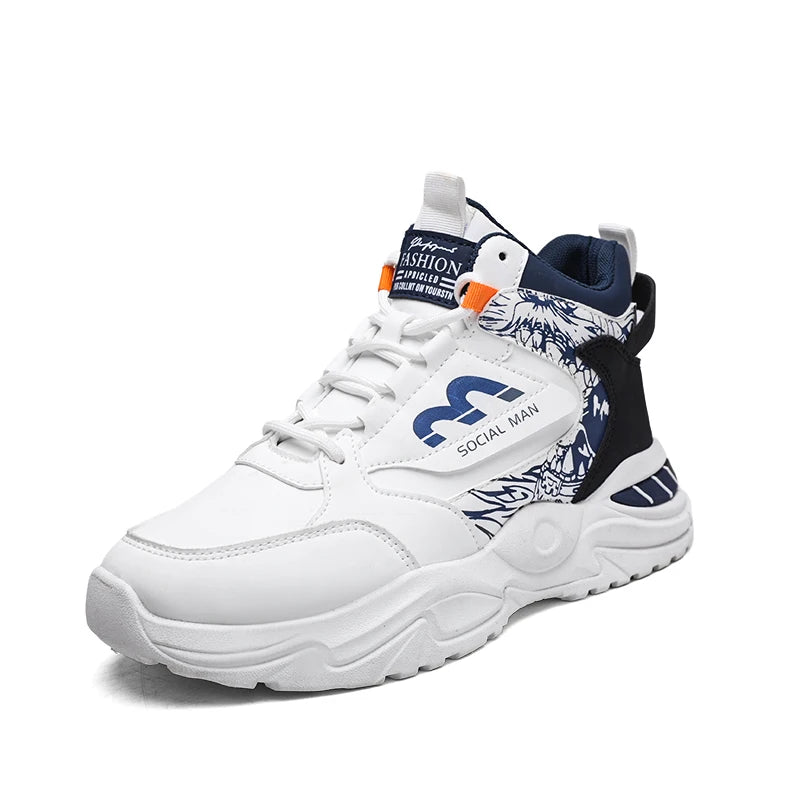 Men's boots spring and autumn new Joker high-top casual boots fashion soft-sole non-slip outdoor youth comfortable sports shoes