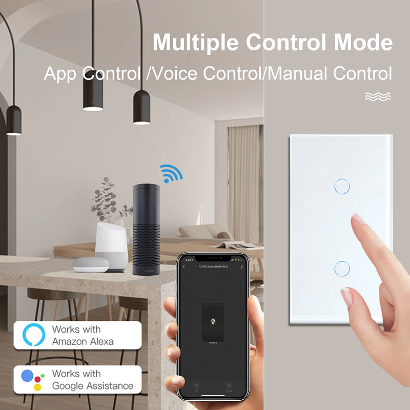 BSEED WIFI Touch Switch 1/2/3Gang 2Way Wifi Smart Switch Touch Sensor Wall Switch Tuya Google Alexa Smart Life Control