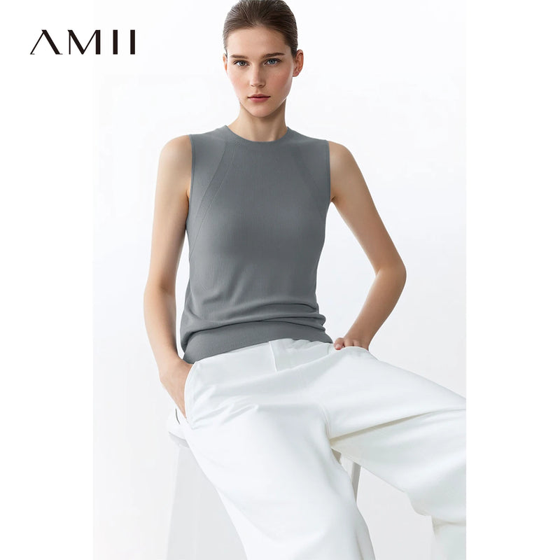 អាវកាក់ Amii សម្រាប់នារី រដូវក្តៅ ឆ្នាំ២០២៦ កមូលថ្មី រាងមូល ពណ៌សាមញ្ញ ស្លីម សម អាវកាក់ដៃខ្លី សម្រាប់នារី 12642039