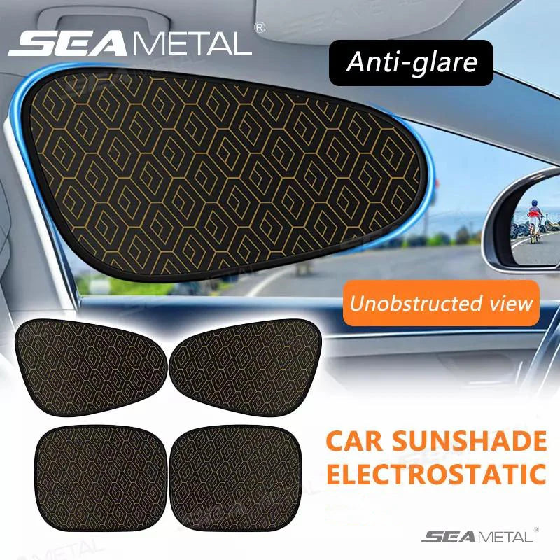 SEAMETAL Car Electrostatic Side Sun Shade Curtains Foldable Side Window Sunshade Thicken Anti Glare UV-Reflective Sun Protector