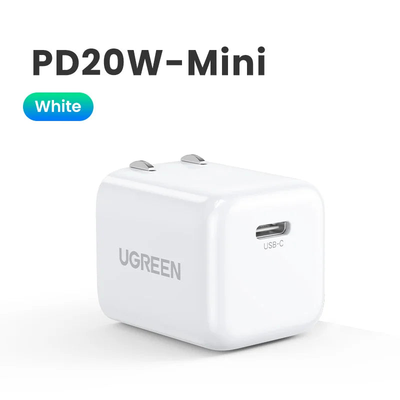 【US Plug】UGREEN Quick Charge 4.0 3.0 QC PD Charger 20W USB Type C Fast Charger for iPhone 15 14 13 Pro Xiaomi Phone PD Charger