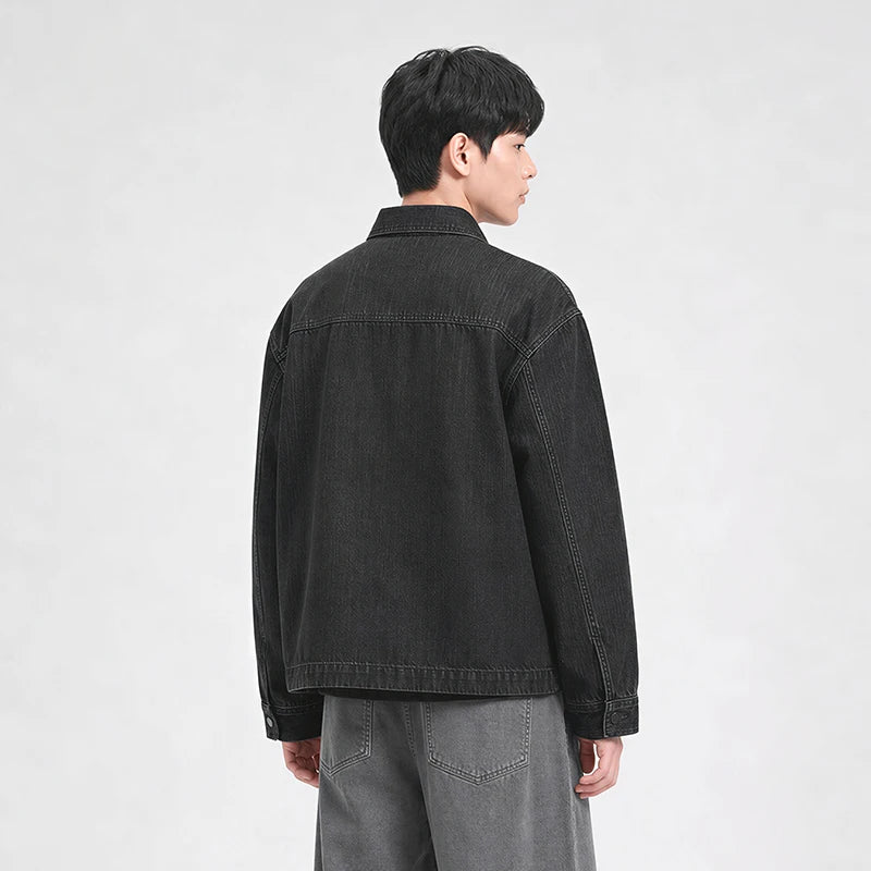 Semir Men Jacket Denim Coach Style Loose Lapel Retro Classic 2026 Autumn Textured Fabric Casual Outerwear Daily Layer