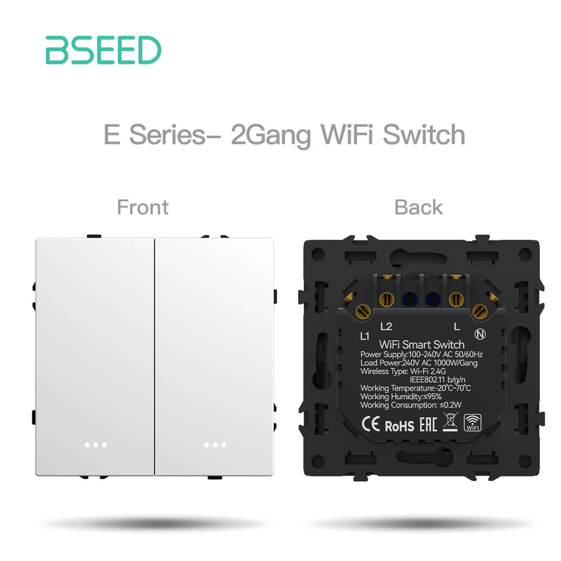 BSEED E Grand Series WIFI Click Switch Function Part Smart Button Light Switch DIY Part Smart Wifi Socket Parts Free Combination