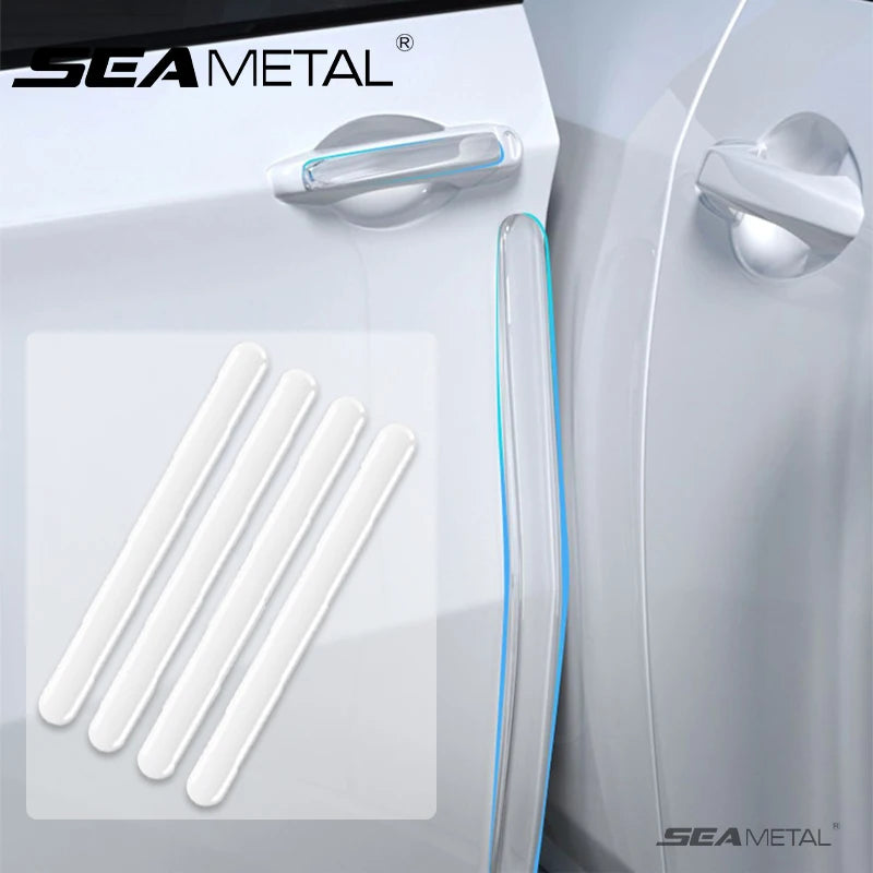 SEAMETAL 4PCS Extended Car Door Bumper Strip Transparent Body Protector Anti-scratch Protective Strip Body Decoration Strips