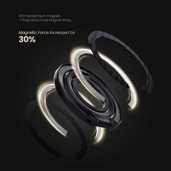 NILLKIN FiberSnap Magnetic Phone Ring Stand Aluminum 360° Rotation Mobile Phone Holder For iPhone 16 15 14 13  Xiaomi Samsung
