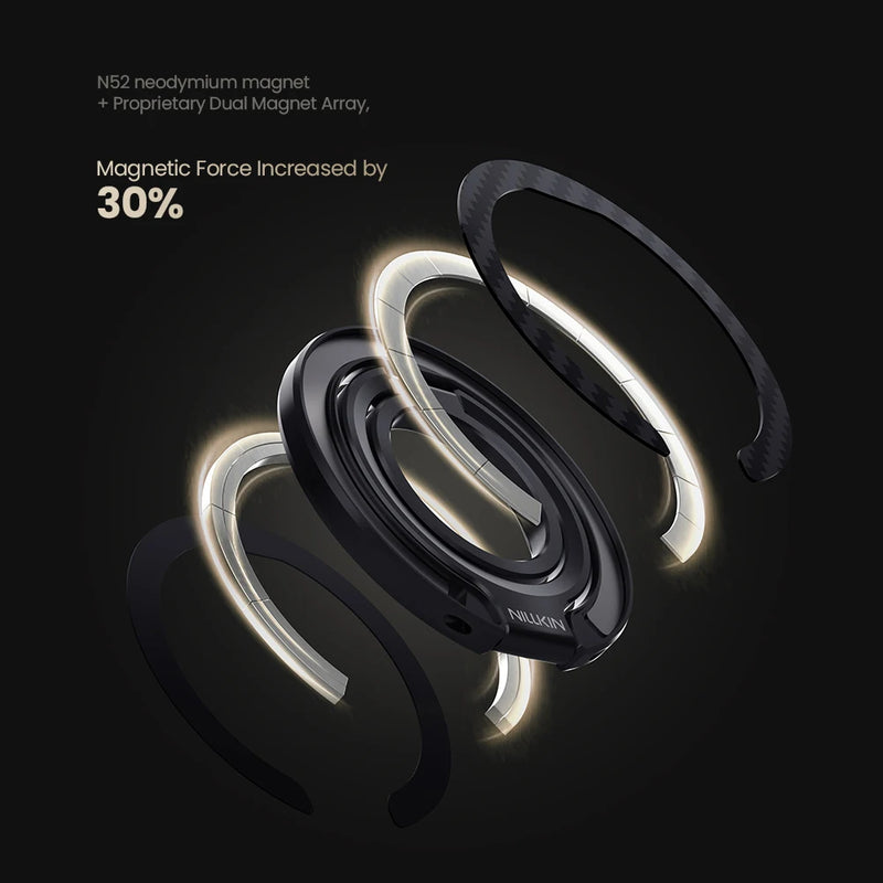 NILLKIN FiberSnap Magnetic Phone Ring Stand Aluminum 360° Rotation Mobile Phone Holder For iPhone 16 15 14 13  Xiaomi Samsung