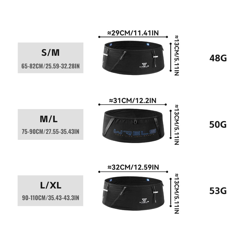 WRELS Running Waist Pack Breathable Slim Workout Belt Adjustable Anti-Slip Outdoor Sports Hiking Men Women Fitness Storage Pack