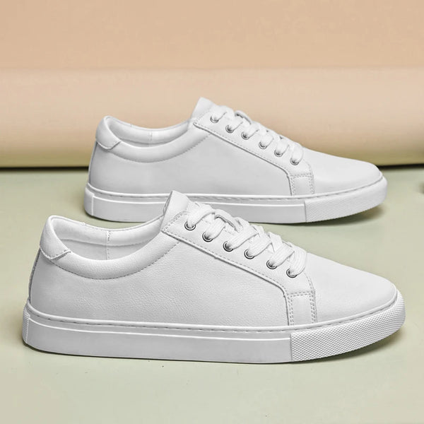 Mens Plus Big Size 48 49 50 Pure White Shoes Men Fashion Flat Shoes Leather Casual Shoes Comfortable