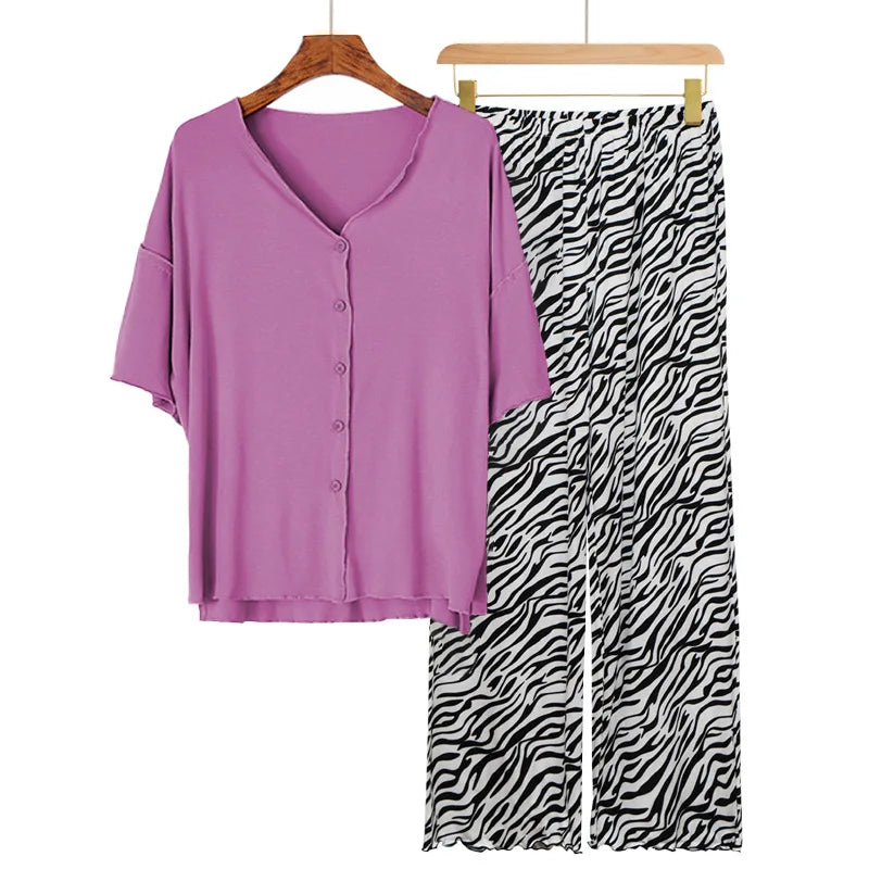 European Long Sleeve Trousers Sets 2026 New Loungewear Women's Sleepwear Two-piece Pajamas Home Suit For Women Modal Nightwear