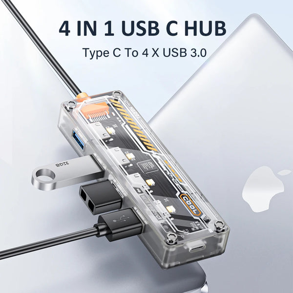 ស្ថានីយ៍ចត USB C HUB ៤ ក្នុង ១ ប្រភេទ C 5 Gbps ល្បឿនលឿន ឧបករណ៍បំបែក USB-C ច្រើនរន្ធ សម្រាប់កុំព្យូទ័រយួរដៃ ថេប្លេត ជាសកល