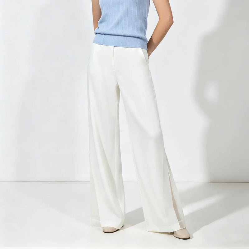 Amii Women's Flare Pants 2026 Summer New Solid Color Patchwork Chiffon Trousers Casual Wide Leg Pants For Women 12642091