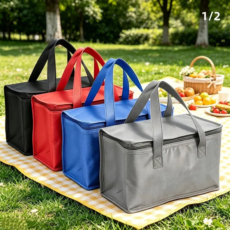 1pc Portable Foldable Reusable Thermal Bag,Aluminum Foil Lining Insulated Bag,Outdoor Camping Refrigerated Pouch for Drinks,Food