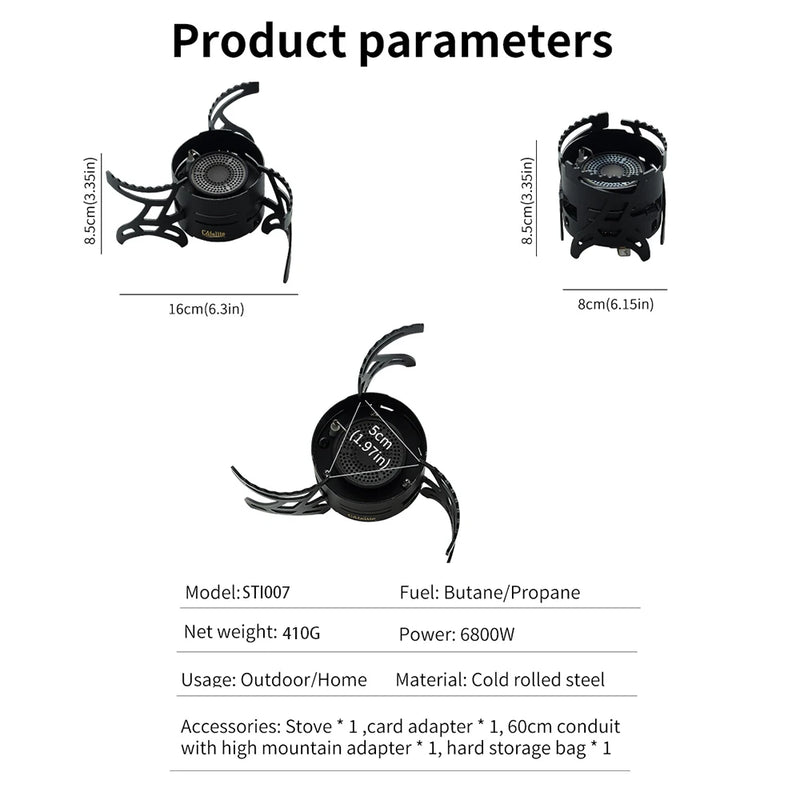 Foldable Small Outdoor Camping Stove Portable Split Gas Stoves Multifunctional Picnic Stove with Adapter and Storage Bag