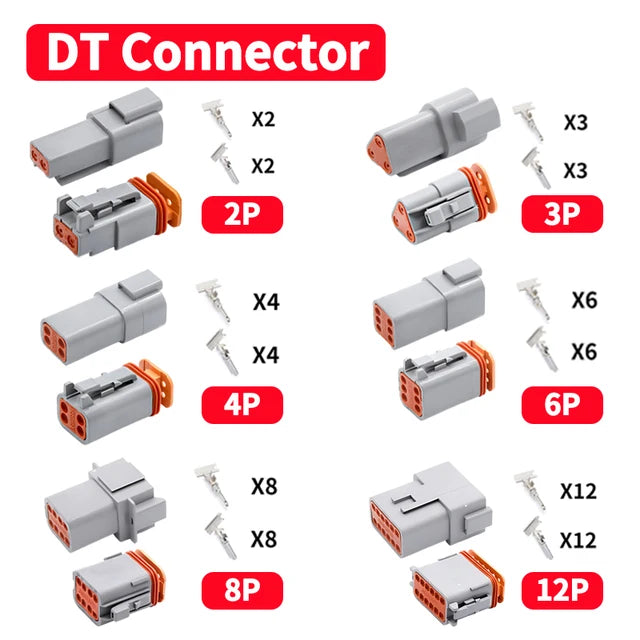 ឧបករណ៍ភ្ជាប់ការពារទឹក DT DTM DTP DTF ចំនួន 20 ឈុត សម្រាប់រថយន្ត ឡានដឹកទំនិញ (DTM04-2/3/4/6/8/12)