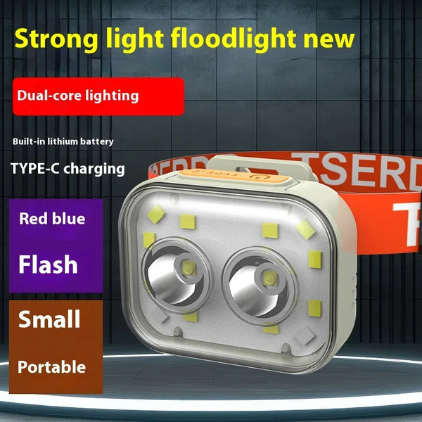 ភ្លើងមុខ LED ដ៏មានអានុភាព ចង្កៀងមុខ COB ពិលភ្លើងពិលសម្រាប់បោះតង់ នេសាទ