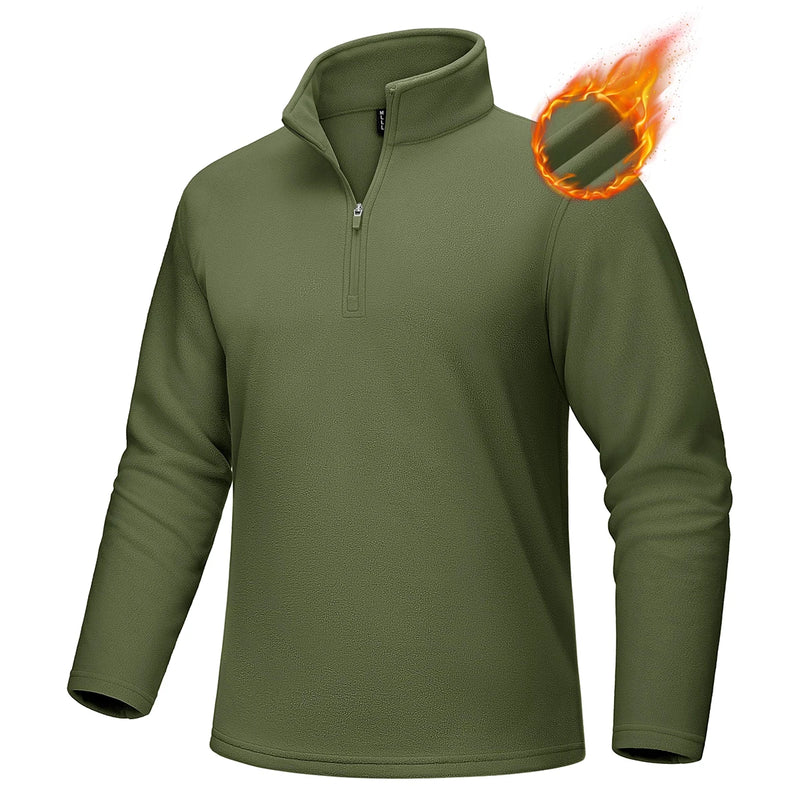 TACVASEN 1/4 Zipper T-shirts Men's Long Sleeve Turtleneck Fleece Spring Autumn Casual Warm Tops Athletic Running Spoorts Shirt