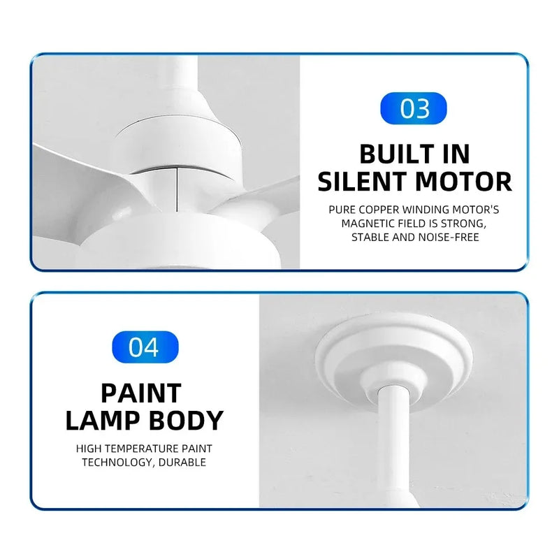 24-32 Inch Ceiling Fan Intelligent Remote Control 3speed with 3Color Lights Fan Nordic Style for Bedroom Dining Room Living Room