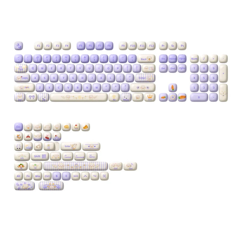 Akko Original Cute Theme MOG/MOA/MAO Profile PBT Keycap Set 5-side Dye-sub ANSI/ISO Layout Girl Keycaps Gift Round Bun Mushroom