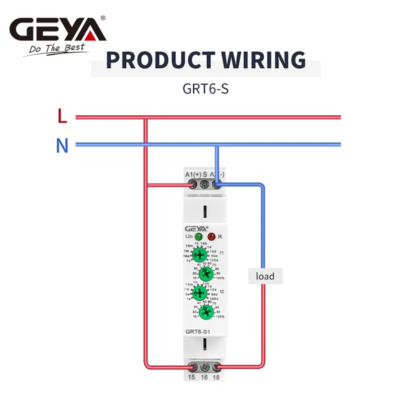 រេឡេពន្យាពេលវដ្ត GEYA GRT6-S AC/DC24V-240V រេឡេអសមមាត្រ SPDT 220V 10A រេឡេអេឡិចត្រូនិចម្តងទៀត