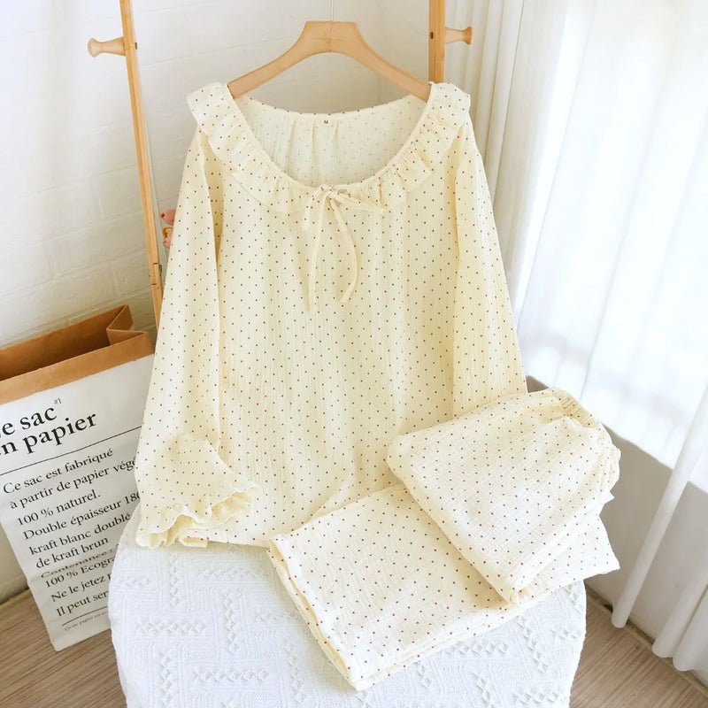 Pure Cotton Sleepwear for Spring and Autumn Comfort for Homewear Long Sleeve Women's Loungewear Suit Female Pajama Set Pijamas