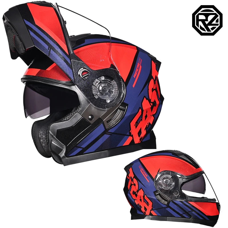 Motorcycle Helmet Dual Visor Modular Flip Up Full Face Helmet for Adult Men Women DOT Approved Casco Moto ORZ-162