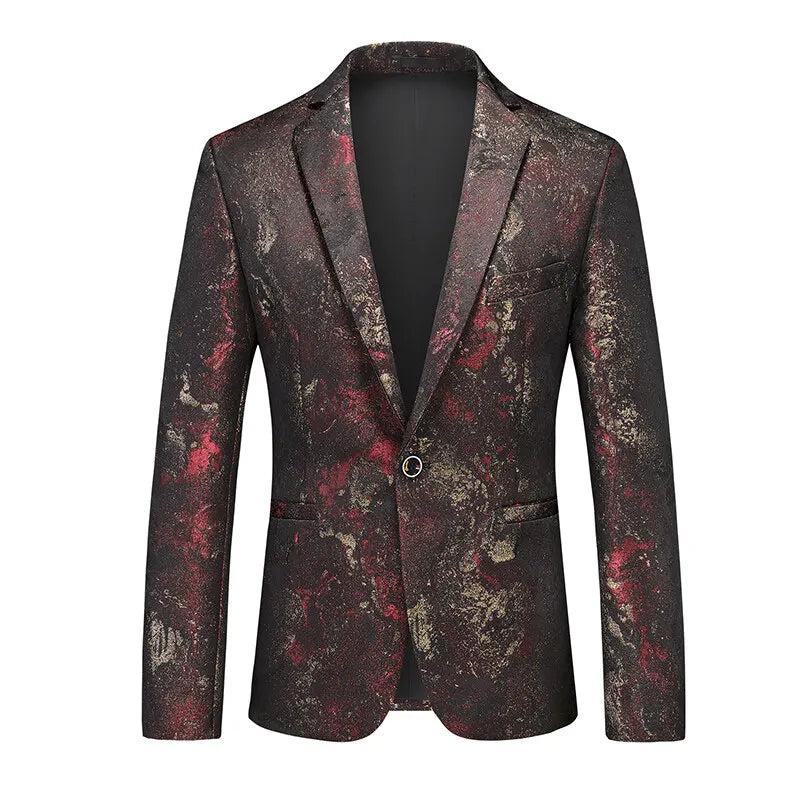 2026 New Men's Red Single-breasted V-neck Blazer Coat, Asian Fit Wedding Party Dress Jacket M-6XL New Arrivals