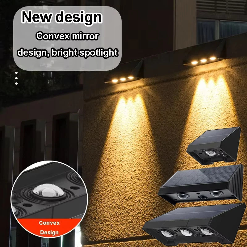 Solar Wall Light LED Outdoor Waterproof Solar Lamp Powered Automatic Lighting at Night Porch Balcony Countyard Wall Fence Decor